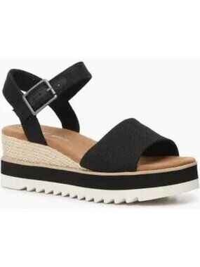 TOMS size 8 Diana Espadrille Wedge Sandal Black NEW in Box